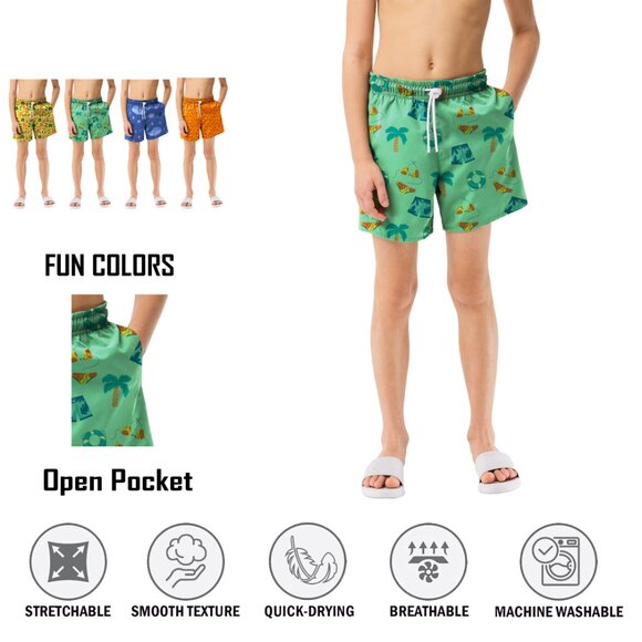 Boy's Beach Swim Trunk Shorts Quick Dry UPF 50+ Little Boys Bathing Swimsuit - Picture 9 of 15